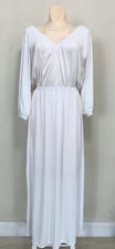 ZARA WHITE STRETCH DRESS V NECK 3/4 SLEEVES ELASTIC WAISTBAND SIZE S #D207