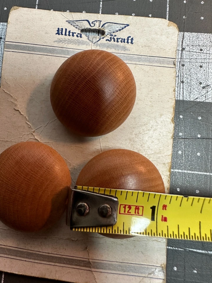 Vintage Wooden Buttons Original Card Wood 1" Ultra Kraft Blazer Coat Craft NOS - Image 4 of 4
