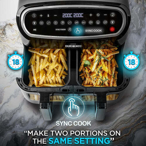 Duronic AF34 BK Heißluftfritteuse 10L Fritteuse Dual Zone Airfryer Sync Cook - Bild 5 von 9