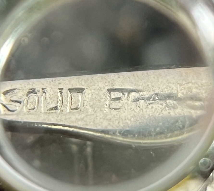 Vintage Belt Buckle Solid Brass Rectangular Pink … - image 6