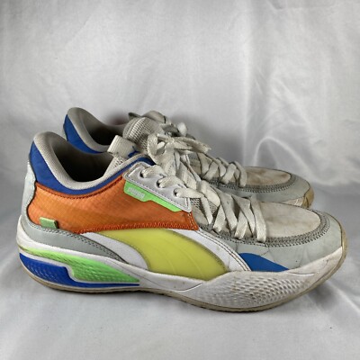 Puma Hoops Basketball Court Rider Twofold White Blue Sneaker 195658-01 Mens 