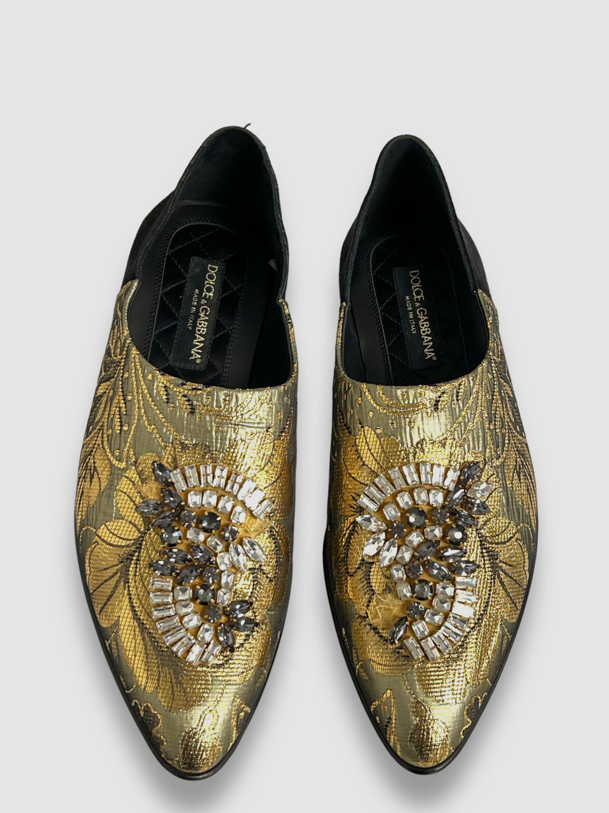 PANTOFOLA D’ORO Pantofole jacquard Dolce & Gabbana nere da uomo Jason damascate $3545 taglia 9