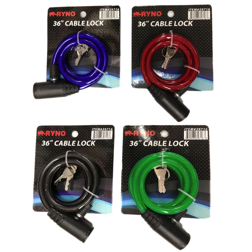 36" Bicycle Bike Anti-Theft Security Steel Cable Lock Chain 4 Colors W Keys BN53 - Image 2 of 2