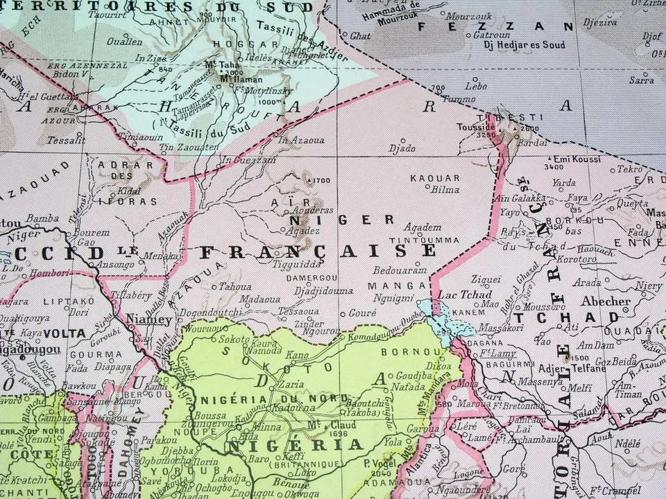 1954 ВИНТАЖНАЯ КАРТА ЗАПАДНОЙ АФРИКИ / ФРАНЦУЗСКИХ КОЛОНИЙ / СЕНЕГАЛА ЧАДА МАВРИТАНИИ - Изображение 4 из 4