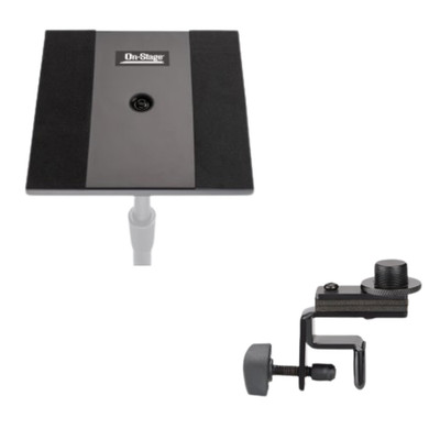 Mic Stand Utility Platform + Drum Rim Microphone Clip Vocal Recording Bundle