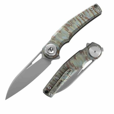 DTK4130TC Dreamtech Bohler M390 Steel Blade Camo Titanium Handle Button Lock  Th