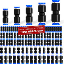 110PCS Quick Connect Air Hose Fittings, 4/6/8/10/12Mm Straight Push Fittings