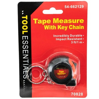 Tool Essentials 3' Tape Measure with Key Chain, Assorted Colors (4 Pack)