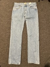 Levi’s Original 501 Jeans Mens 32x34 Light Wash Blue Button Fly Straight Leg