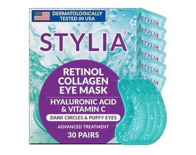 Stylia Under Eye Patches for Puffy Eyes+Dark Circles (30 Pairs)-Marine Collagen 