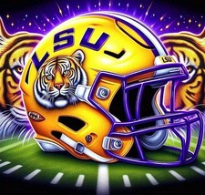  2 LSU Tigers Waterproof Vinyl Stickers 4.2x4 Full Color Helmet Design Decals