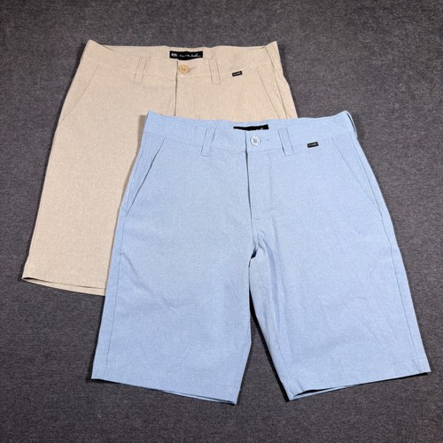 Travis Mathew Golf Shorts Men 30 Tan Blue Stretch Beck Performance Casual 2 Pack