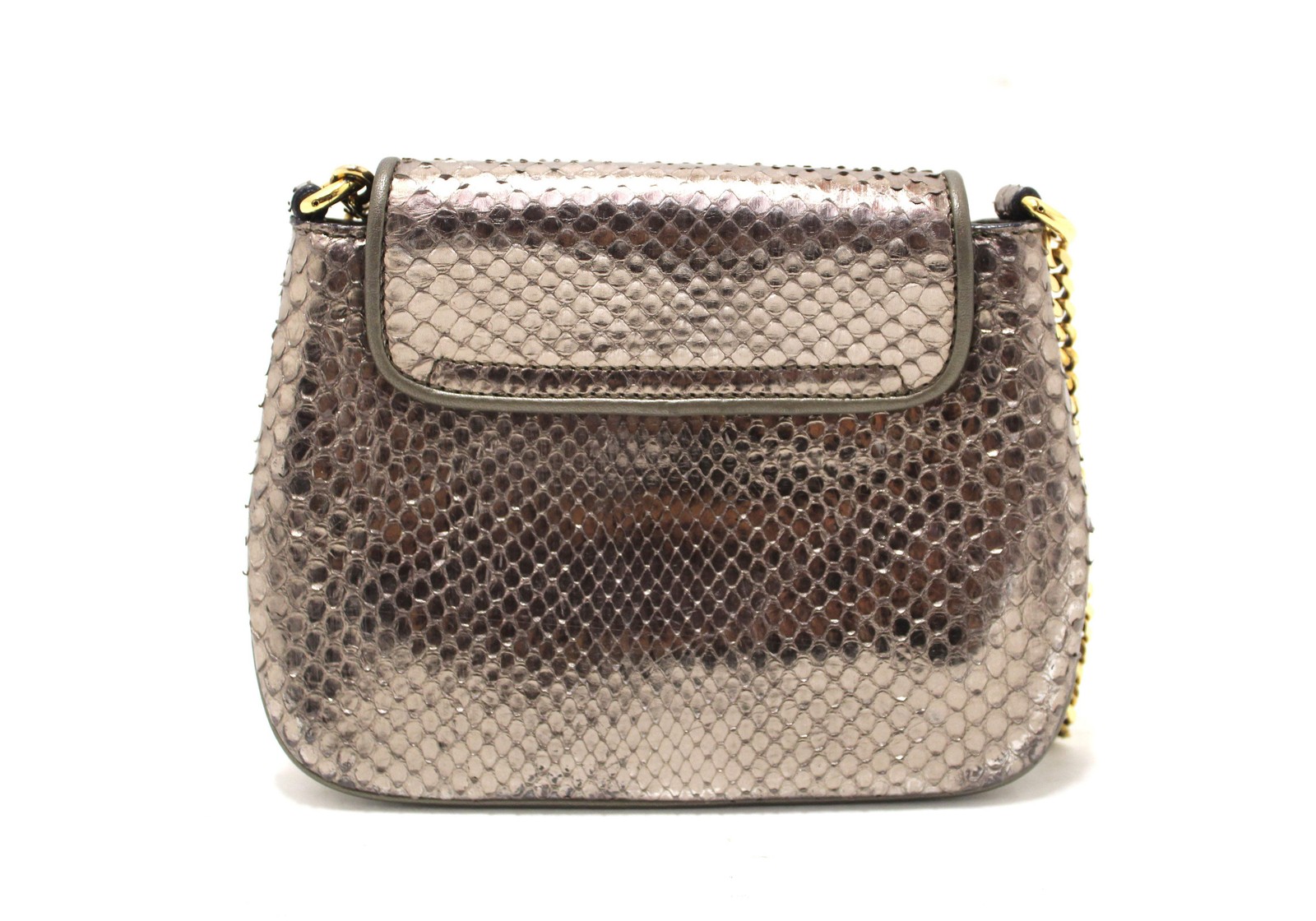 USED Gucci Metallic Python Leather 1973 Chain Sma… - image 13