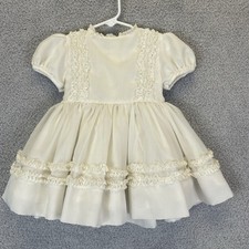 Vintage Martha's Miniature Ivory Full Circle Ruffled Lace Dress Child Toddler 2T
