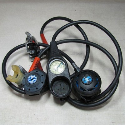 SCUBAPRO AIR 1 & G200 2ND STAGE MK10 1ST STAGE & SCUBA DIVING REGULATOR W/ GAUGE