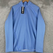 Adida Quarter Zip Pullover Jacket Mens Large Light Blue Long Sleeve Golf Stretch