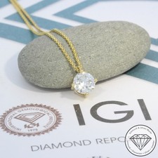 Wert 9190 € Solitär Brillant Anhänger mit Kette (1,0 carat) 750 18 Karat Gelb...