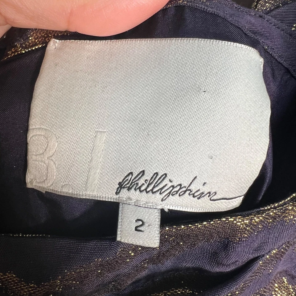 Vestido Phillip Lim Metálico Estampado Cebra Hombro Descubierto Talla 2 Púrpura Dorado Foto 3 de 4