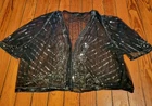 IMAN Sequin Jacket Bolero Black Size 3x Plus Formal Sheer Beaded Evening Glam