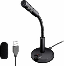 USB Computer Microphone,Plug and Play Desktop PC Laptop Microphone with Mute But