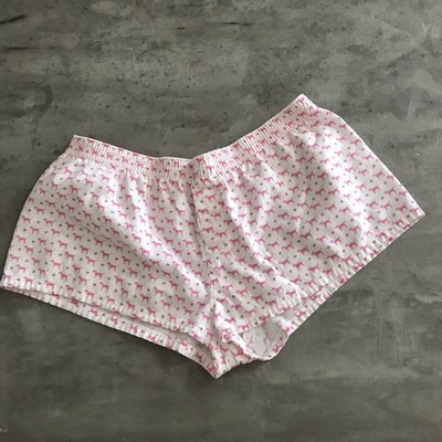 VTG Y2K PINK Victoria Secret Flannel Shorts Medium Lounge Pajamas Sleep AOP Dogs