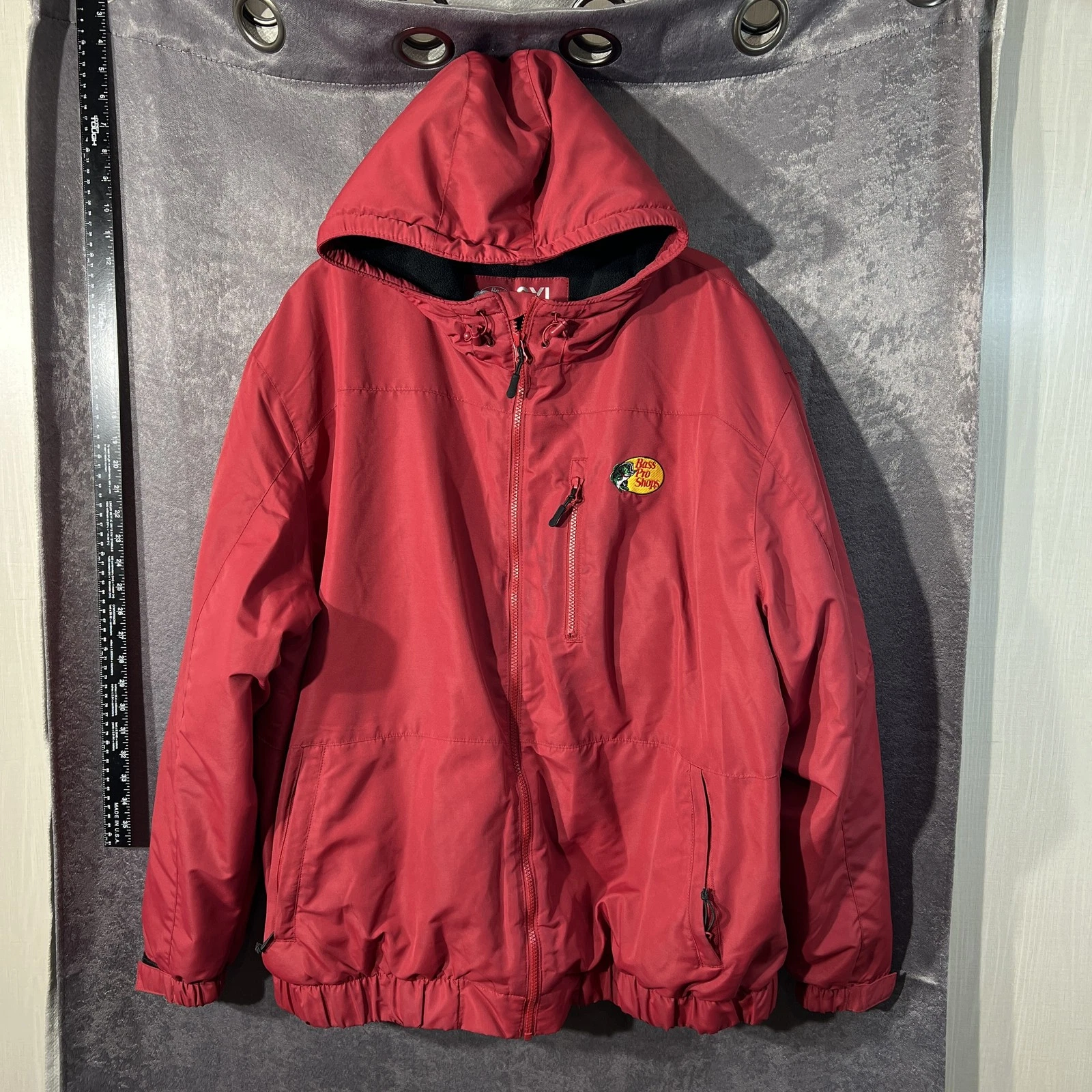 Bass Pro Shops Men's 2XL Red Hooded Full Zip Jacket Coat Fishing Outdoor Gear
