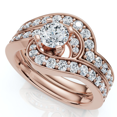 1 kt TW Diamant Verlobungsring Ehering Set 14 kt oder Platin Gold Lab Grown