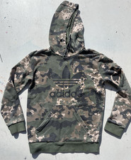 Kid's Adidas Hoodie Camo Swish Logo S Outdoor Camping Logo Streetwear 9-10 City