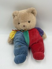 VTG Eden Beige Bear Velour Sleeper Primary Color Block PJ's 13" Plush  READ 