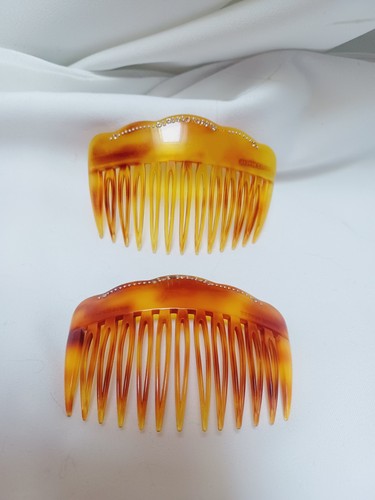 Lot of 2 Vintage Tortoise Shell Hair Comb Barrettes Modele Despose France HTF