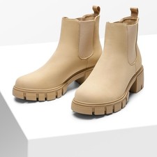 Women Ladies Chelsea Booties Low Chunky Heels Elastic Ankle Boots