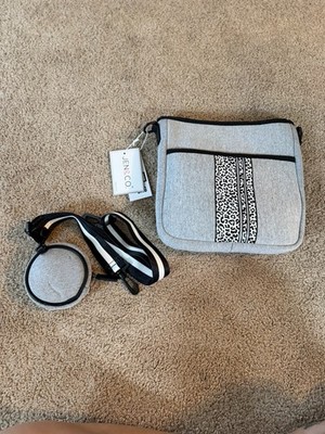 Jen Co. Vegan Crossbody Bag with Shoulder Strap & Leopard Trim NWT