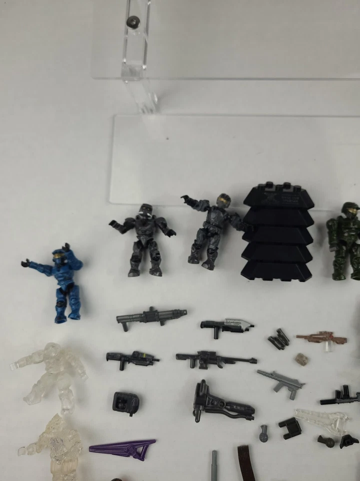 LOTE HALO MEGA CONSTRUX BLOKS FIGURAS ARMAS SOLDADO TRANSLÚCIDO ROJO NARANJA Foto 4 de 4