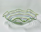 Pean Doubulyu Clear Art Glass Bowl aqua, purple & green swirls- Signed 2005 — photo 10