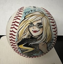 peach momoko original art Sketch Color Baseball 1 Of 1 Signed Captain Marvel