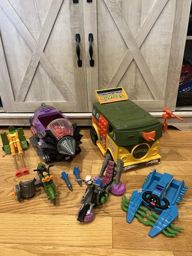 Vintage TMNT Vehicle Lot - Party Wagon, Plunger Gun, Etc. - Incomplete
