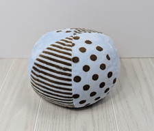 Mary Meyer Plush Blue Brown Rattle Ball stripes dots baby soft toy