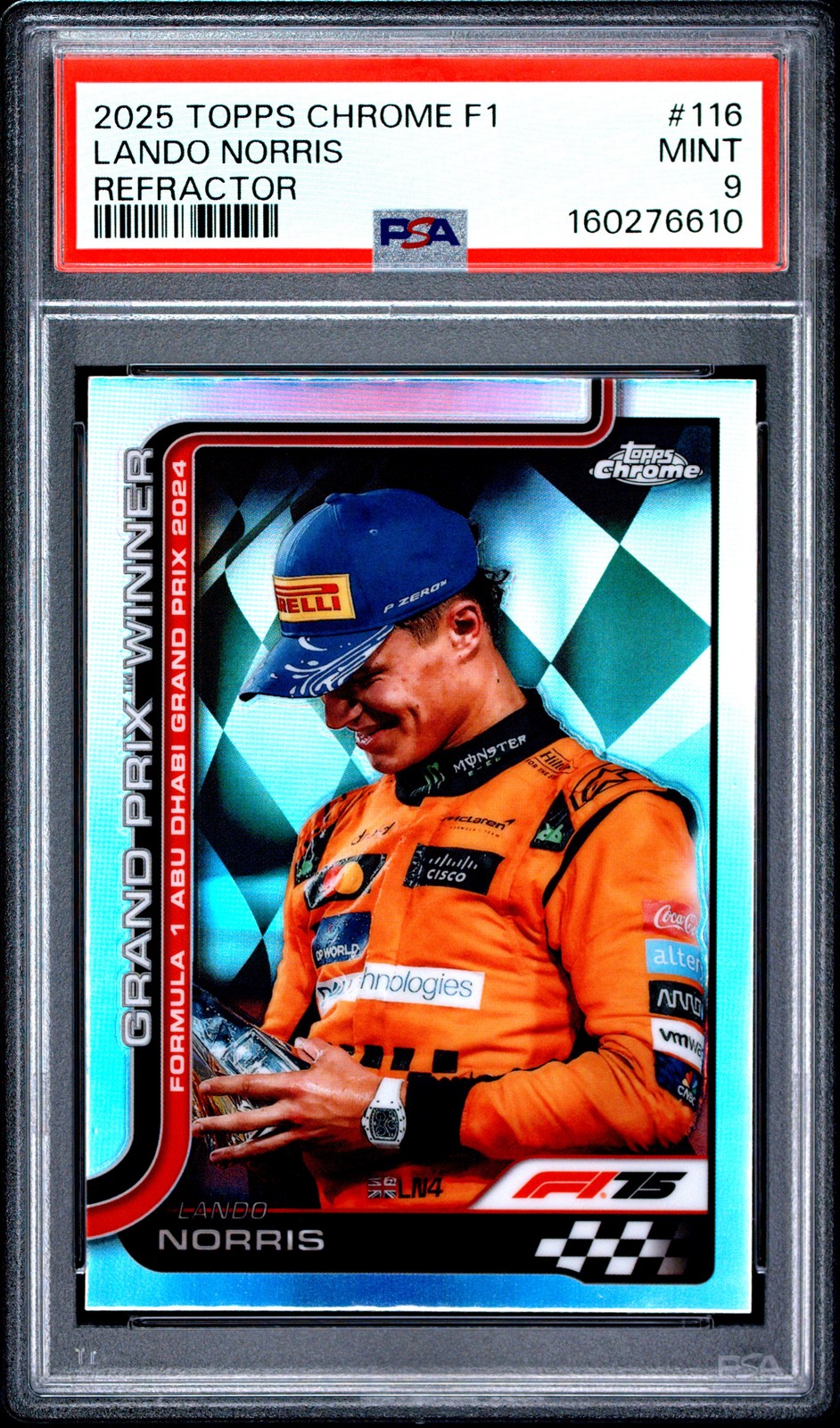 2025 TOPPS CHROME FORMULA 1 REFRACTOR #116 LANDO NORRIS PSA 9 view 1