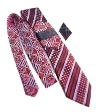 NWT Mens Neck Tie  Pocket Square Steven Land Hi-Density 100 Silk Luxury Red