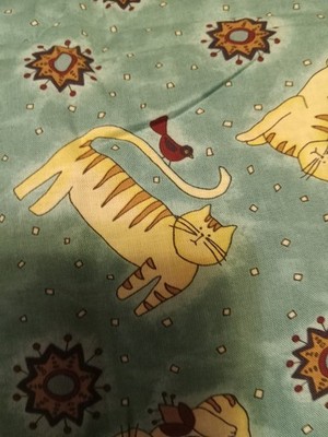 teal cat fabric 19x 21