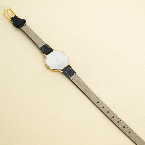 YVES SAINT LAURENT Octagon Watch Leather Gold Black Vintage Authentic From Japan - Picture 5 of 24