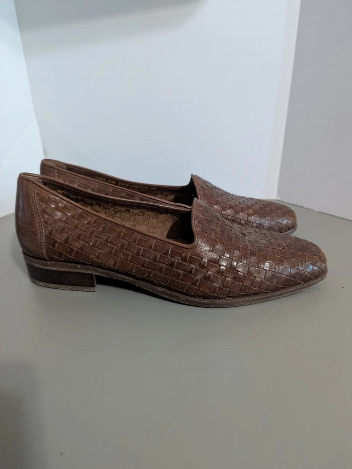 Mocasines Cabin Creek para mujer talla 7M tejido canasta, marrón. Foto 3 de 4