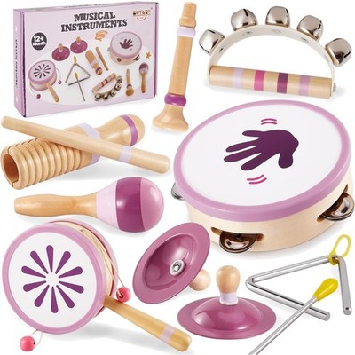 Musikinstrumente Kinder Holz Percussion Set Baby Montessori Tamburin Becken S...