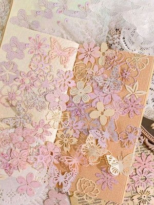 25Pcs Sheets Retro Hollow Flower Pattern Scrapbook Paper For DIY Decoration