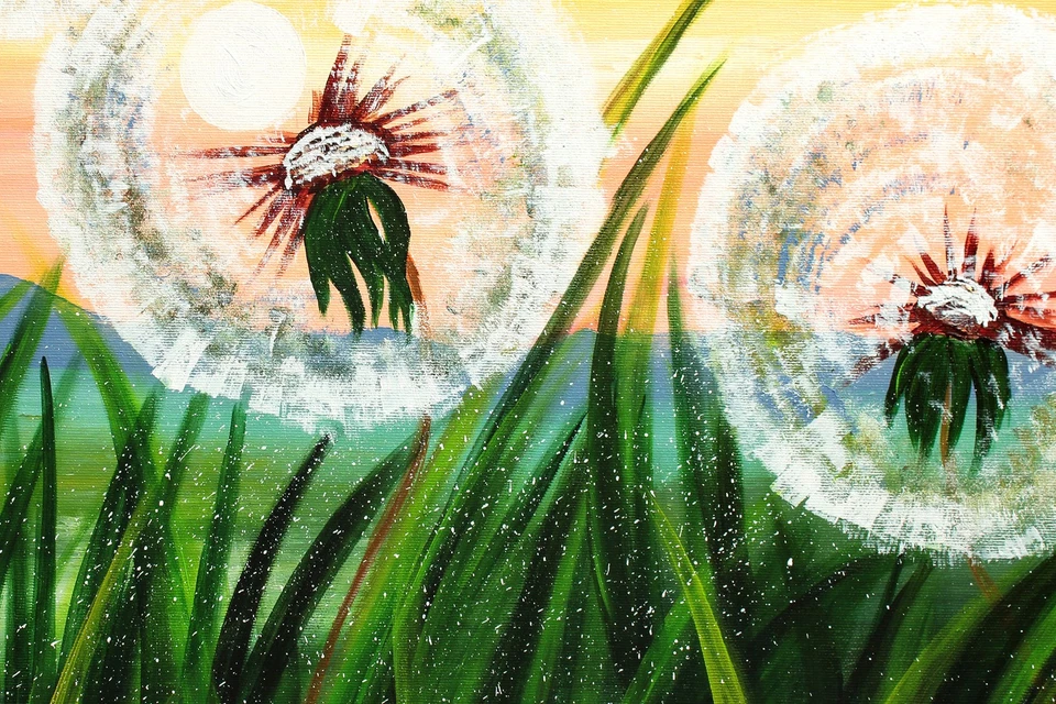 NOVAARTE Acryl Bild Gemälde Pusteblumen Abstrakte Malerei Moderne Kunst ORIGINAL - Bild 2 von 4