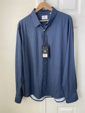 NWT 7 Diamonds Men  s Anton Dress Shirt Size XL Blue 4 Way Stretch Performance