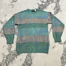 Italian Sweater Co Made In Italy Cotton Acrylic Sweater Mens Size M Abstract Vtg