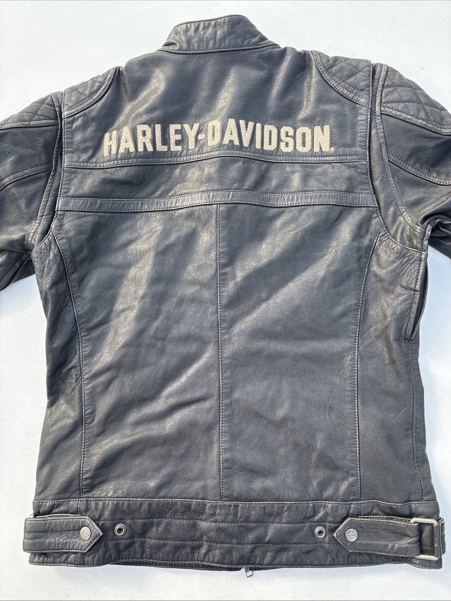 Harley Davidson Men's ANNEX Leather Jacket Black Distressed Small