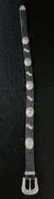 Vintage UNMARKED Sterling Silver Concho 34  Black Leather Belt  FREE S H