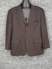 Brooks Blazer Mens 42R Brown Herringbone Wool Tweed Sport Coat 3 Button 346
